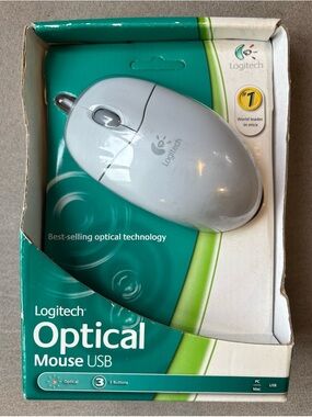 Logitech Optical Wired Mouse 931222-0403 USB PC/Mac Three Button 2004 NEW